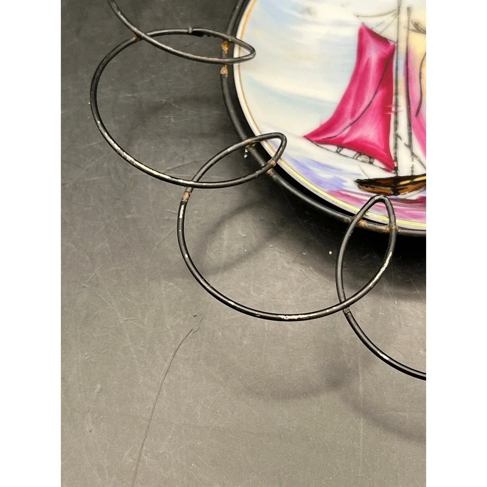 Vintage Japan Wall‎ Decor Plates Metal Flower Frame Cottage Sailboat 7